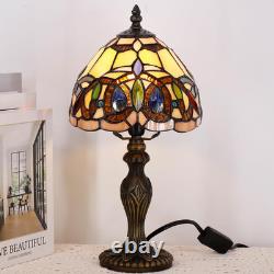 Small Tiffany Style Stained Glass Table Lamp Serenity Victorian Vintage Decor