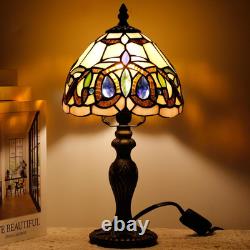 Small Tiffany Style Stained Glass Table Lamp Serenity Victorian Vintage Decor