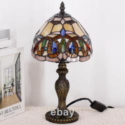 Small Tiffany Style Stained Glass Table Lamp Serenity Victorian Vintage Decor