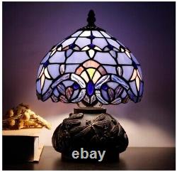 Small Tiffany Table Lamp, Baroque Style Stained Glass Lamp Bronze Mushroom Resin