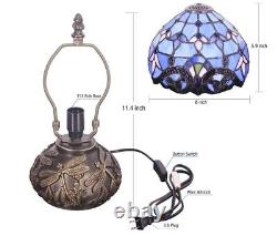 Small Tiffany Table Lamp, Baroque Style Stained Glass Lamp Bronze Mushroom Resin