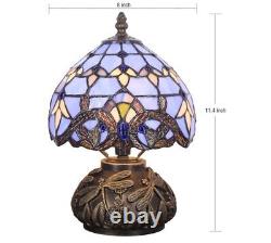 Small Tiffany Table Lamp, Baroque Style Stained Glass Lamp Bronze Mushroom Resin