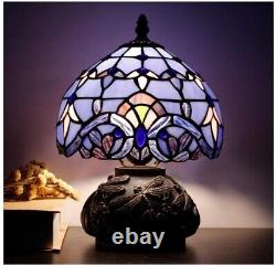 Small Tiffany Table Lamp, Baroque Style Stained Glass Lamp Bronze Mushroom Resin