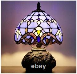 Small Tiffany Table Lamp, Baroque Style Stained Glass Lamp Bronze Mushroom Resin