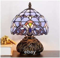 Small Tiffany Table Lamp, Baroque Style Stained Glass Lamp Bronze Mushroom Resin