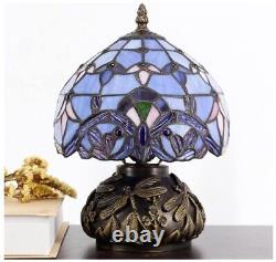 Small Tiffany Table Lamp, Baroque Style Stained Glass Lamp Bronze Mushroom Resin