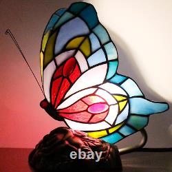 Small Tiffany Table Lamp Stained Glass Butterfly Desk Lamp 7X5X9.8 Inch Accent A