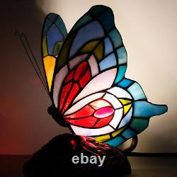 Small Tiffany Table Lamp Stained Glass Butterfly Desk Lamp 7X5X9.8 Inch Accent A