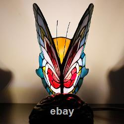 Small Tiffany Table Lamp Stained Glass Butterfly Desk Lamp 7X5X9.8 Inch Accent A