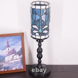 Small Tiffany Table Lamp Stained Glass Candlestick Style Table Light Green Dr