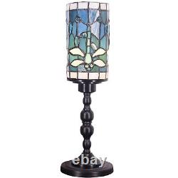 Small Tiffany Table Lamp Stained Glass Candlestick Style Table Light Green Dr