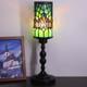 Small Tiffany Table Lamp Stained Glass Candlestick Style Table Light Green Li