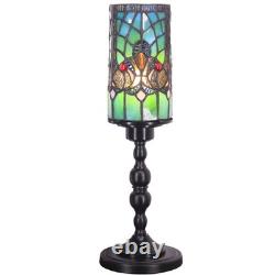 Small Tiffany Table Lamp Stained Glass Candlestick Style Table Light Green Li