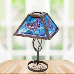 Solar Energy Decor Tiffany Style Stained Glass Dragonfly, Butterfly Table Lamp