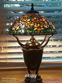 Somers Original Stained Glass on Bronze, Tiffany Studio Lamp Design