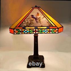 Songbird stained glass lamp. 4 different bird panels. Double pull chain on/off