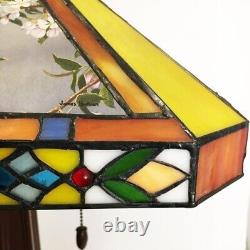 Songbird stained glass lamp. 4 different bird panels. Double pull chain on/off