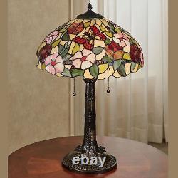 Spring Blossoms Stained Glass Table Lamp Multi Pastel 23.5 Inches High