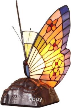 Stained Glass Accent Table Lamp Night Light for LL10653 Butterfly Tiffany Style