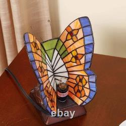 Stained Glass Accent Table Lamp Night Light for LL10653 Butterfly Tiffany Style