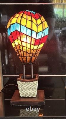 Stained Glass And Metal Lamp Dated 2007 Weighty And Well Crafted
