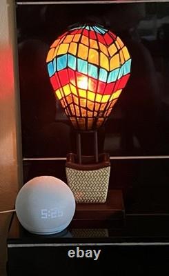 Stained Glass And Metal Lamp Dated 2007 Weighty And Well Crafted