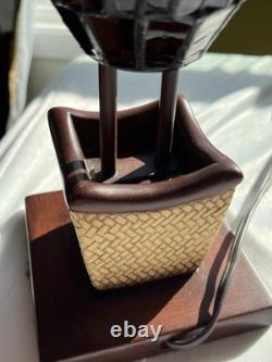 Stained Glass And Metal Lamp Dated 2007 Weighty And Well Crafted