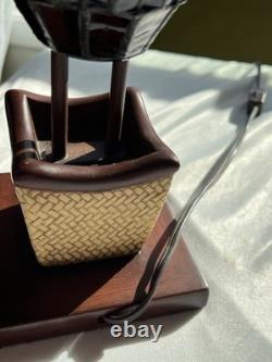 Stained Glass And Metal Lamp Dated 2007 Weighty And Well Crafted