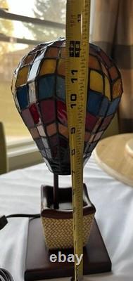 Stained Glass And Metal Lamp Dated 2007 Weighty And Well Crafted