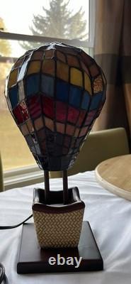 Stained Glass And Metal Lamp Dated 2007 Weighty And Well Crafted