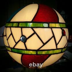 Stained Glass Barber Shop Globe Lamp Sign Vintage Antique Style