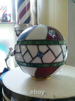 Stained Glass Barber Shop Globe Lamp Sign Vintage Antique Style