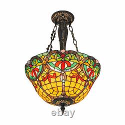 Stained Glass Ceiling Pendant Light Fixture Vintage Single Hanging Tiffany Lamp