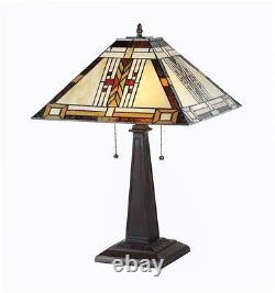 Stained Glass Chloe Lighting Mission 2 Light Table Lamp 16 Shade Handcrafted