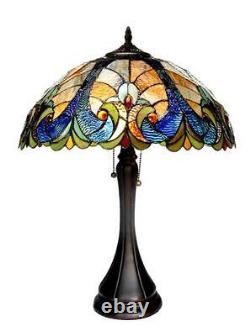 Stained Glass Chloe Lighting Victorian 2 Light Table Lamp 16 Shade Handcrafted