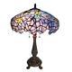 Stained Glass Chloe Lighting Wisteria 2 Light Table Lamp 16 Shade Handcrafted