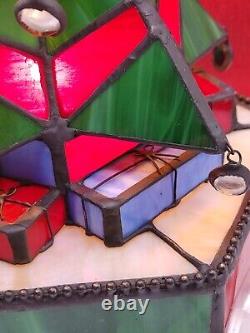 Stained Glass Christmas Tree Luminary Lamp. Working Lighted Genuine Art Decor