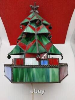 Stained Glass Christmas Tree Luminary Lamp. Working Lighted Genuine Art Decor