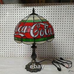 Stained Glass Coca Cola Accent Table Lamp Light Tiffany