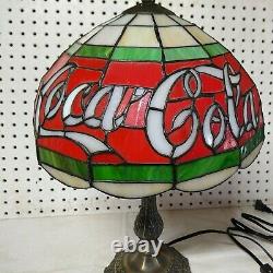 Stained Glass Coca Cola Accent Table Lamp Light Tiffany