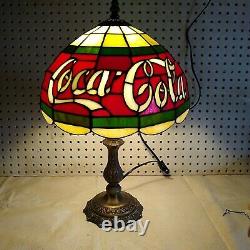 Stained Glass Coca Cola Accent Table Lamp Light Tiffany