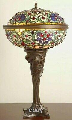 Stained Glass Domed Lampshade Table Lamp Unique Tiffany Woman Nymph