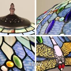 Stained Glass Dragonfly-Style Dark Bronze 3 Light Floor Lamp 18 Wide