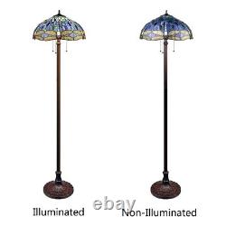 Stained Glass Dragonfly-Style Dark Bronze 3 Light Floor Lamp 18 Wide