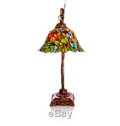 Stained Glass Floral Leaf 23 H Desk Table Lamp with Bowl Shade River of Goods