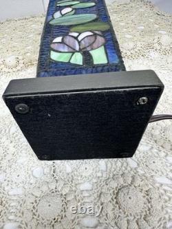 Stained Glass Floral Pattern Table Lamp Triangle Shade Art Multicolor