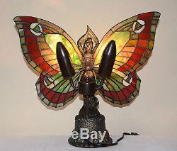 Stained Glass Handcrafted Butterfly Deco Girl Night Light Table Desk Lamp