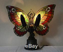 Stained Glass Handcrafted Butterfly Deco Girl Night Light Table Desk Lamp