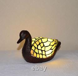 Stained Glass Handcrafted Duck Night Light Table Desk Lamp. Metal Base