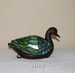 Stained Glass Handcrafted Duck Night Light Table Desk Lamp. Metal Base